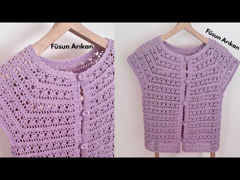 YAKADAN BAŞLAMALI TIĞ İŞİ YELEK / CROCHET VEST