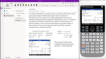 HP Prime Onenote Simplex Standard Maximum