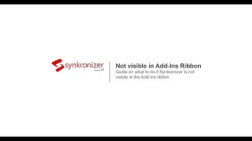What to do if Synkronizer is not visible in the Add-Ins Ribbon - Synkronizer Excel Compare Tool