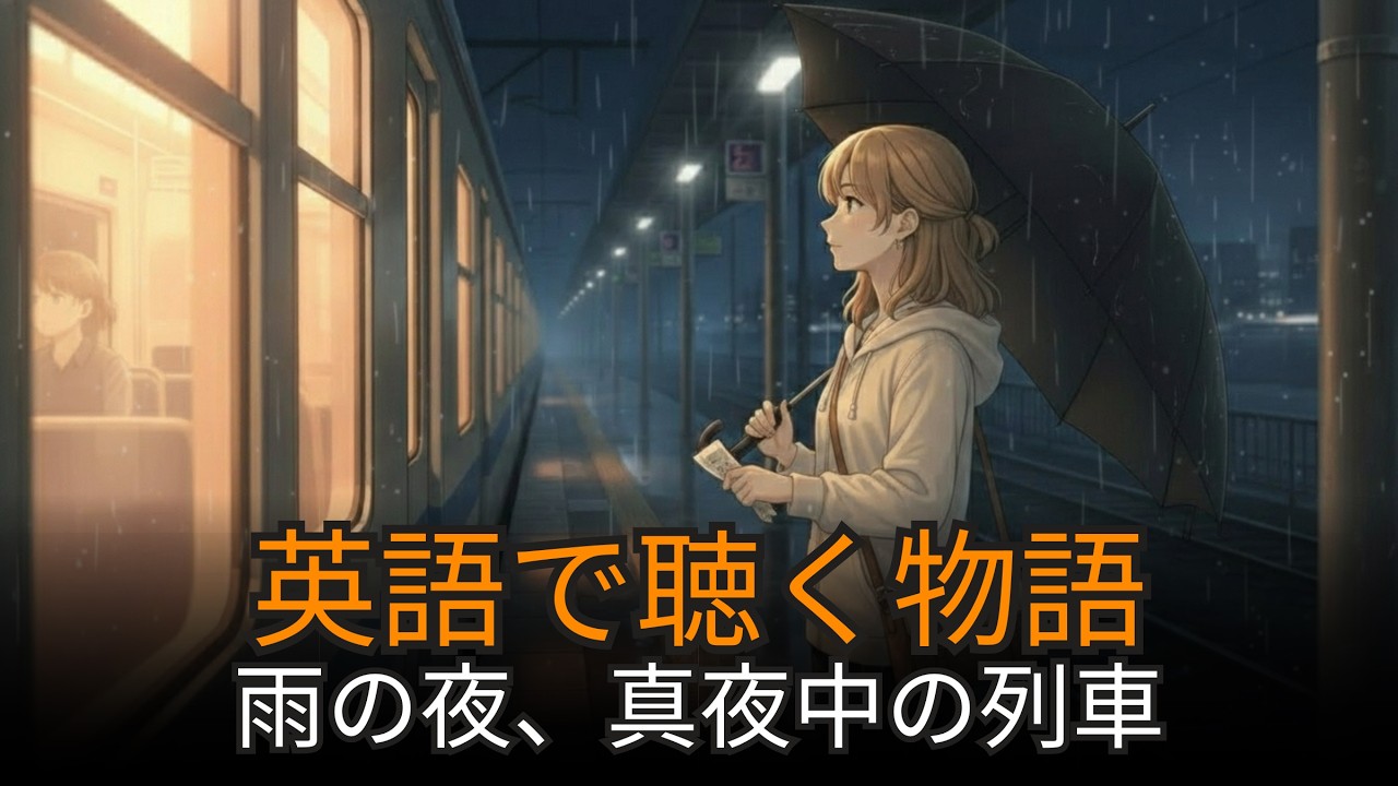 英語リスニング練習｜初心者のための英語物語：雨の夜、真夜中の列車 🔥