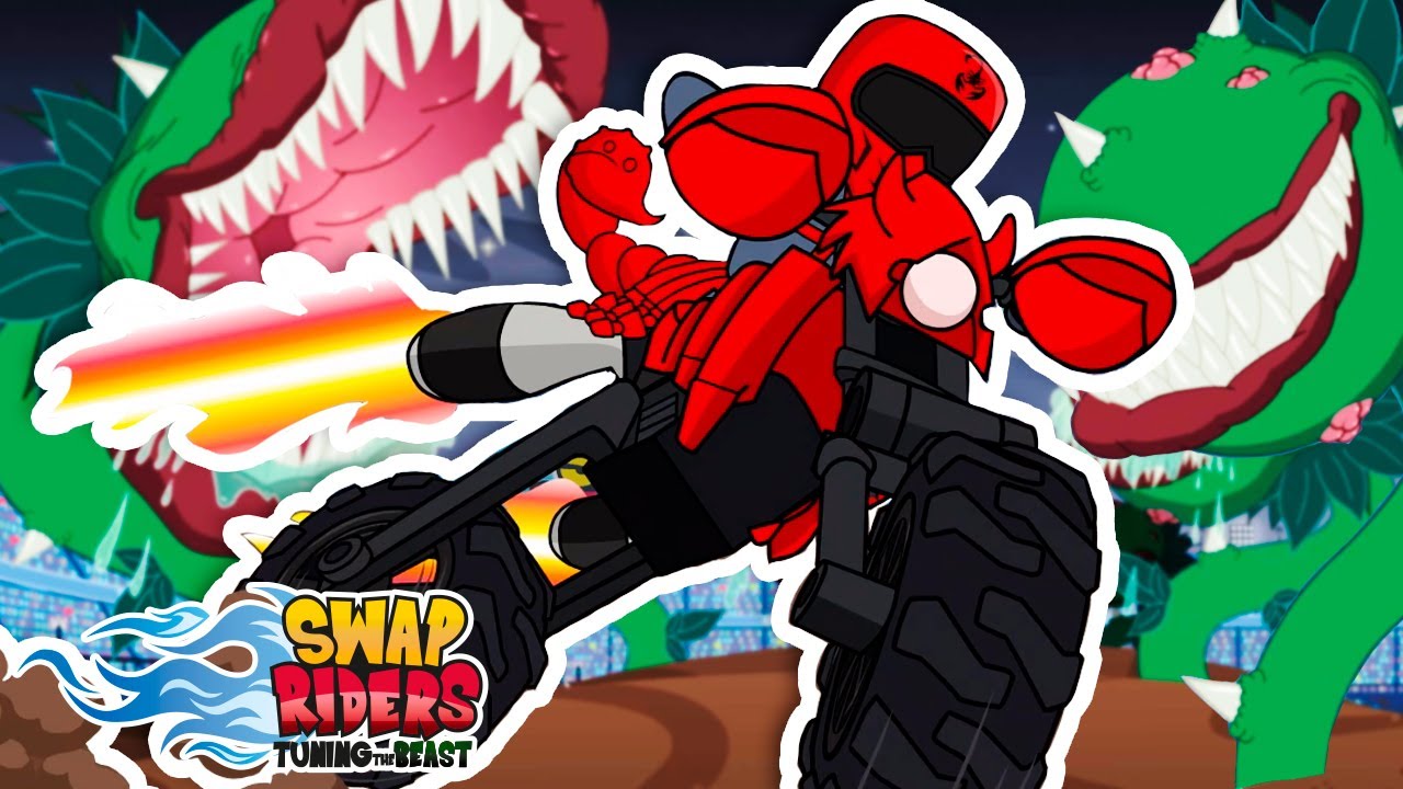 SWAP RIDERS🌋¡CARRERAS ENTRE PLANTAS CARNÍVORAS Y ESQUELETOS DE DINOSAURIOS!🦖DIBUJOS ANIMADOS