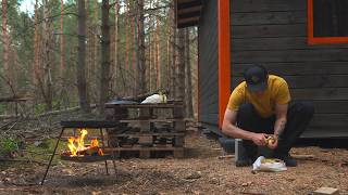 Log Cabin building in the woods, Never built before, 2 days and 2 nights in the woods