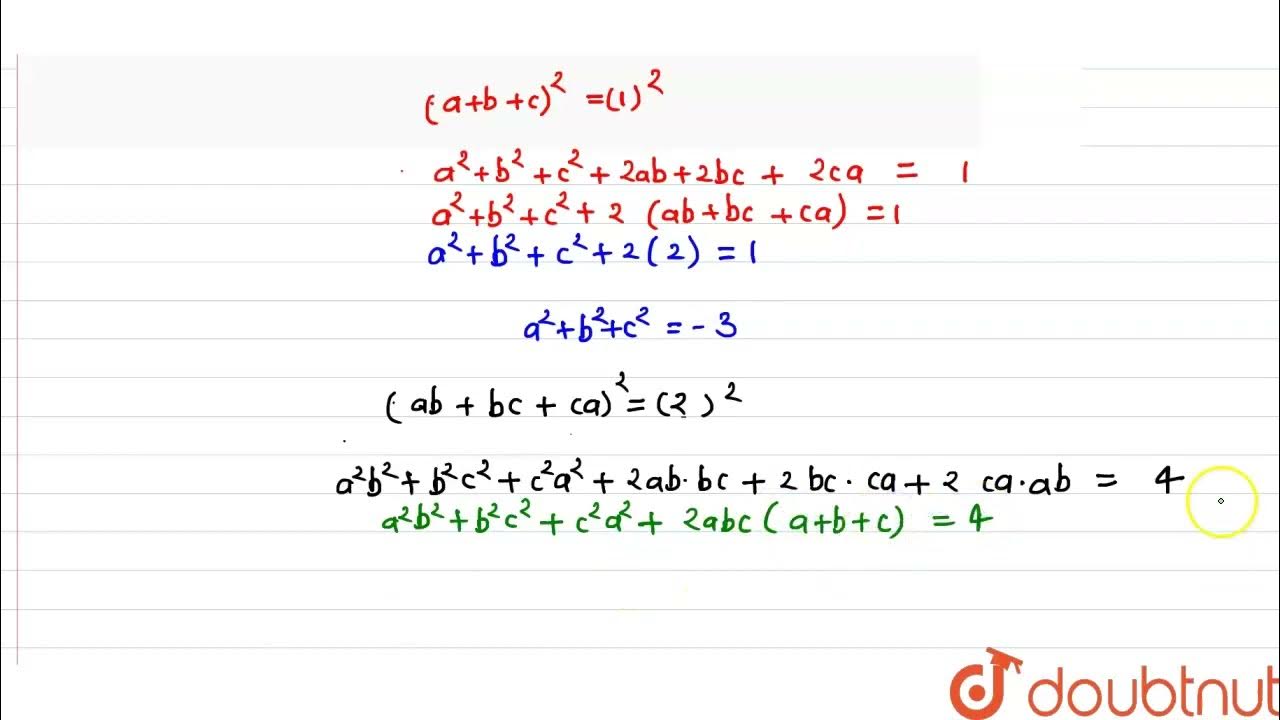 If A B C 1 Ab Ca 2 And Abc 3 Then The Value Of A 4 B 4 C 4 Isequalto Youtube