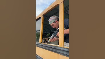 Painting and sealing our windows Skoolie Build Pt. 14 #schoolbusconversion #diyprojects#diy #skoolie