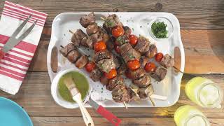 Grilled Sirloin Steak Kabobs with Garlic Rosemary Butter