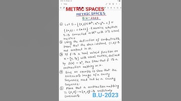 METRIC SPACES, BURDWAN UNIVERSITY QUESTION  PAPER-2023