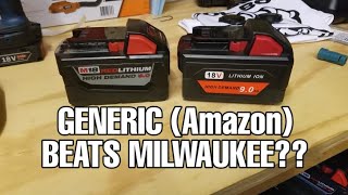 Milwaukee M18 9.0ah Battery vs. Generic 18v 9.0ah Battery (Amazon)