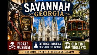 Exploring Savannah Georgia 🏴‍☠️ Pirate Museum, St. John Cathedral & Historic Trolleys
