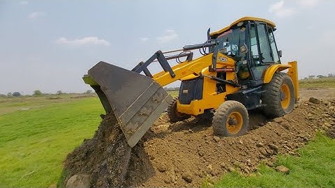 JCB Backhoe Machine Working For Village Road Construction - JCB Leveling Mud in Road | Jcb video