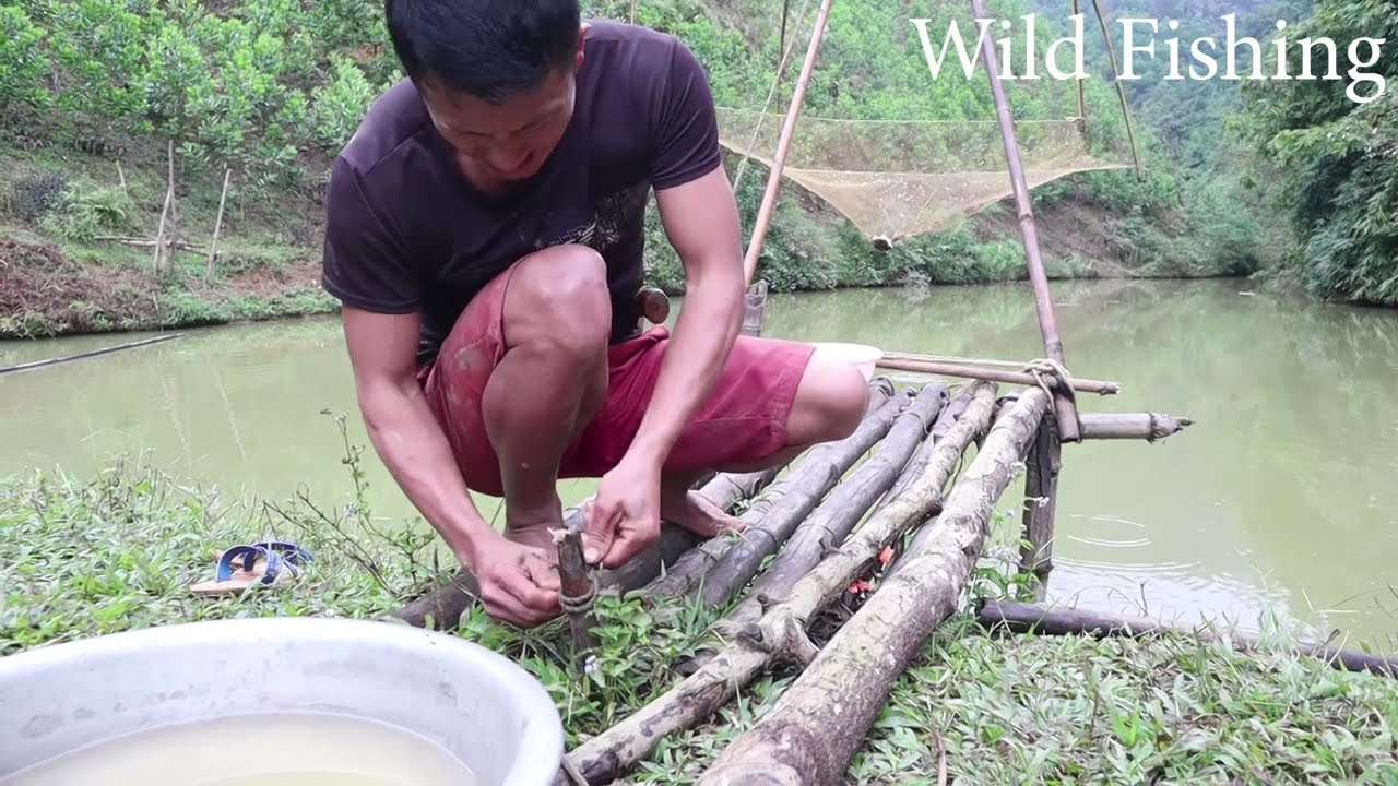 Skills Find Wild Fishing Use A Homemade Fishing Nets Catch Big Fish