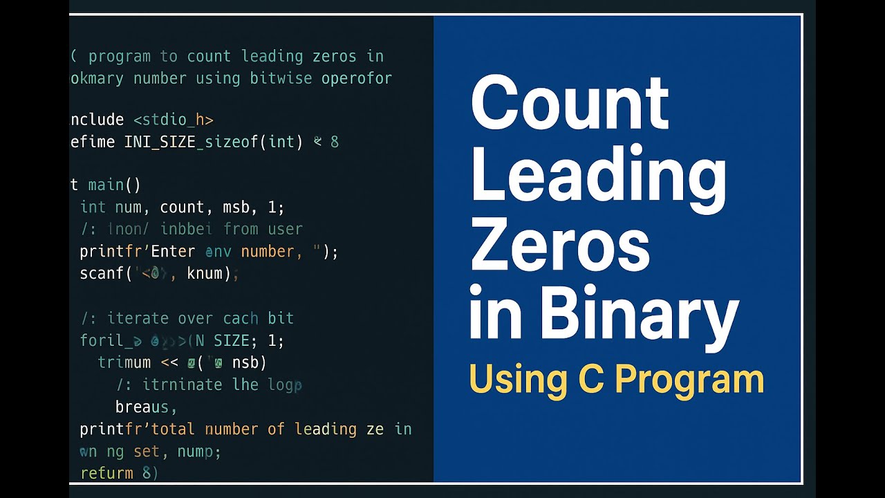 How To Count Leading Zeros In Binary Using C Program - YouTube