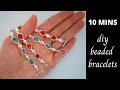 10 MINS Diy Beaded Bracelet. Very easy beading pattern for making an elegant bracelet