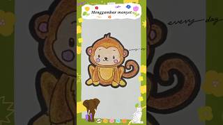 cara mudah menggambar monyet lucu 🐒 #shorts #video #art