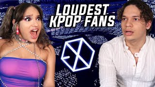 EXO-Ls being the loudest Fans in KPOP | Waleska & Efra react to EXO Fan Chants for the first time