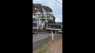 Teen tradie’s miracle escape after horror smash with truck