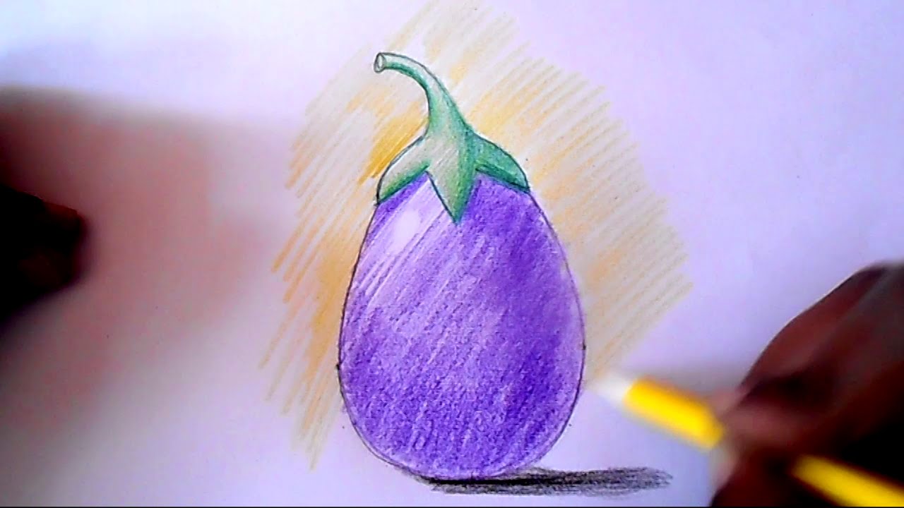 How to draw and shade Brinjal step by step - YouTube