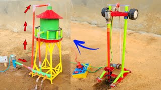 Diy tractor mini borewell drilling machine | Water tank construction | Science project