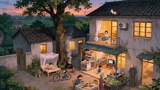 Download Lagu A peaceful Life in the Village | Cooking, Rice Fields \u0026 Sunset | Ghibli - Style Video MP3