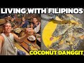 Living with filipinos  coconut danggit dinner at philippines beach home cateel