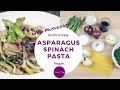 Asparagus Pasta - With red onions, mushrooms and spinach - Vegan Recipe