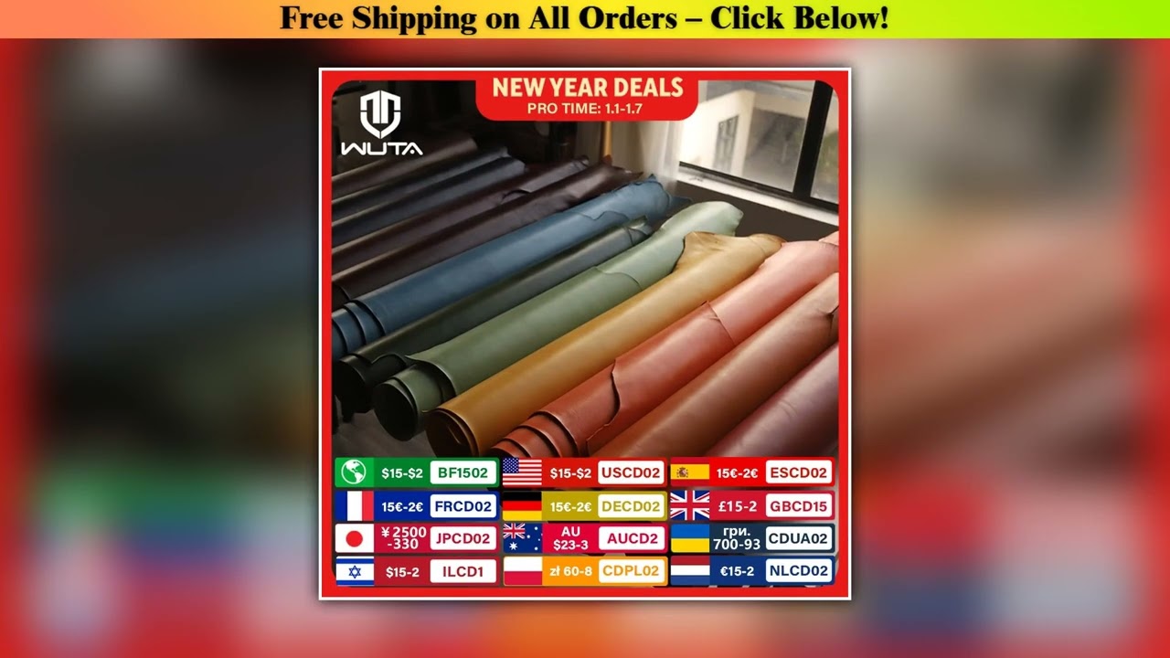 WUTA 3 Square Feet Irregular Colored Vegetable Tanned Cowhide Leather Piece DIY Full Grain Waxed