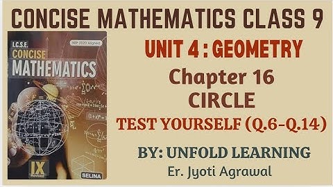 ICSE CONCISE MATHEMATICS CLASS 9 || 2025-26 || 16. Circle || Test Yourself part 2 #icsemaths #math
