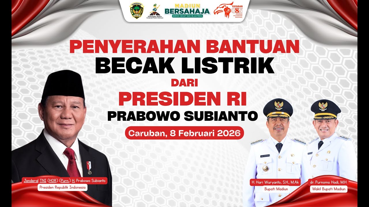 🔴 LIVE | Penyerahan Bantuan Becak LIistrik Dari Presiden Republik Indonesia