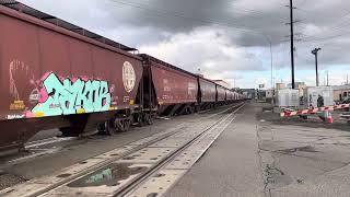 Bnsf 9074 Ace Leader Grain Train On 11Th Street In Vancouver, Wa