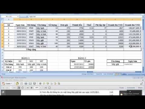 Hướng dẫn giải đề Excel lớp tin học văn phòng