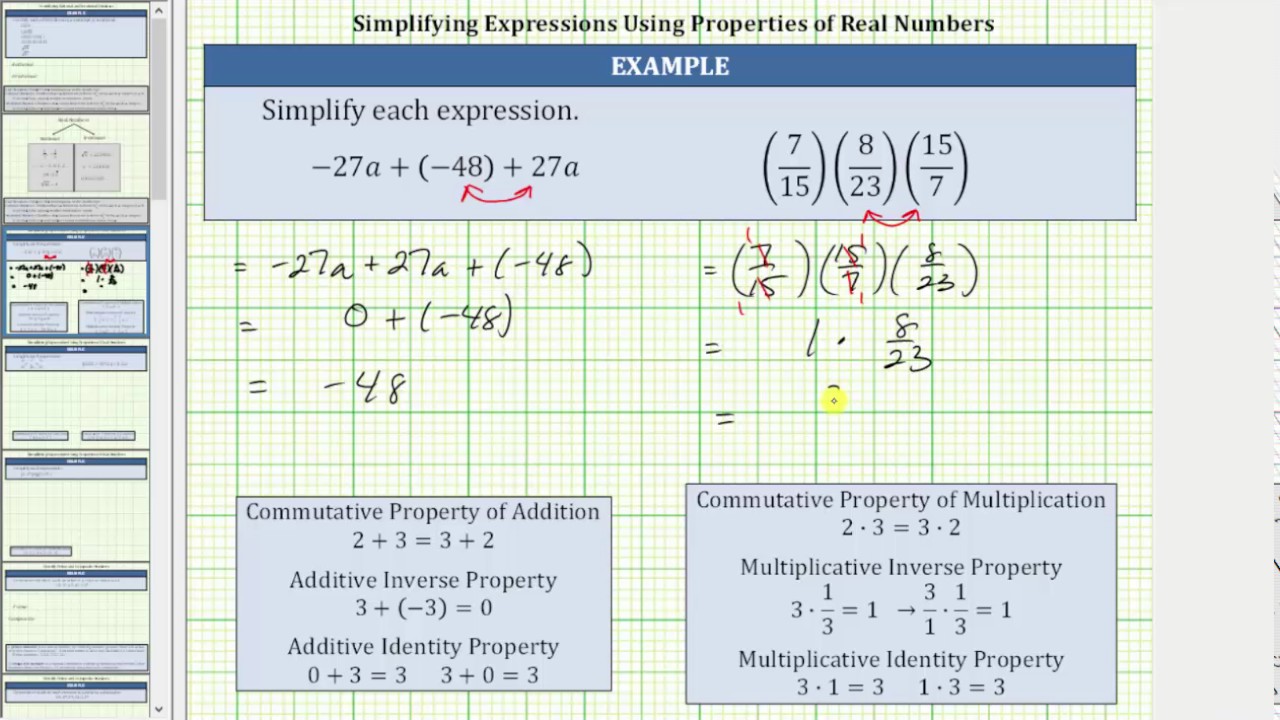 review-properties-of-real-numbers-while-simplifying-expressions-youtube