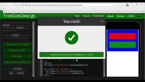 Adjusting the Padding of an Element- freeCodeCamp HTML5 and CSS lesson #38