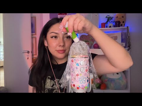 ASMR *INTENSE HEAD TINGLES* 😴 cling wrap on the mic triggers (brushing + glue) 🫶✨