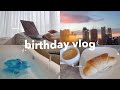 vlog 🎂 : birthday staycation, food, sunsets, hauls + more