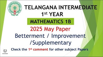 TS Inter 1st Year Maths 1B 2025 May Question Paper Betterment Improvement Supplementary Telangana TG