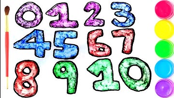 Glitter Number coloring pages Learn Colors Learn numbers for kids | Learn To Count from 1 to 10