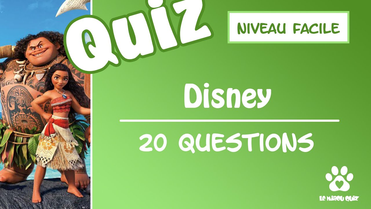 Quiz Disney - Niveau facile - 20 questions sur les dessins animés - YouTube