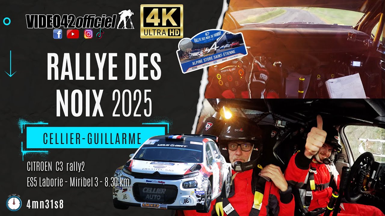Rallye des Noix de Firminy 2025   Cellier Guillarme Citroen C3 rally2 par video42