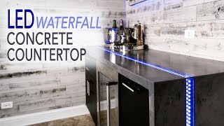 DIY Mancave Makeover Pt. 1 // Waterfall Concrete Countertop w/ LED River Inlay