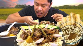 SUPER SPICY BEEF BIRYANI! CRISPY LUMPIANG TOGUE / TURON TOGE! CULTURAL AND FILIPINO FOOD. MUKBANG.