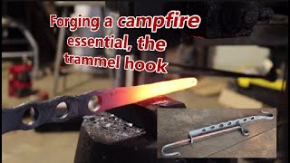Blacksmith hand forged trammel hook for campfire cooking