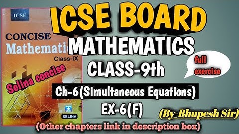 icse | class-9th | mathematics |ch-6 |Simultaneous(Linear) Equations | ex-6(f) @ProblemsBeater