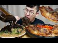 MUKBANG 직접만든 잡채밥에 짜장까지붓고  김치찌개에 삼겹살토핑 요리 먹방 Japchae Bap & Pork and Kimchi Stew ASMR EATING SHOW