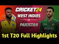 Pakistan vs West Indies 1st T20 Highlights | Cricket 24 Mobile Gameplay