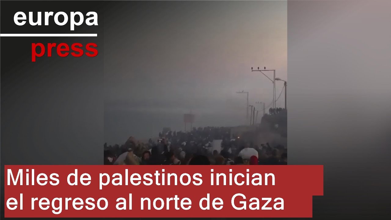 Miles de palestinos inician el regreso al norte de Gaza - YouTube