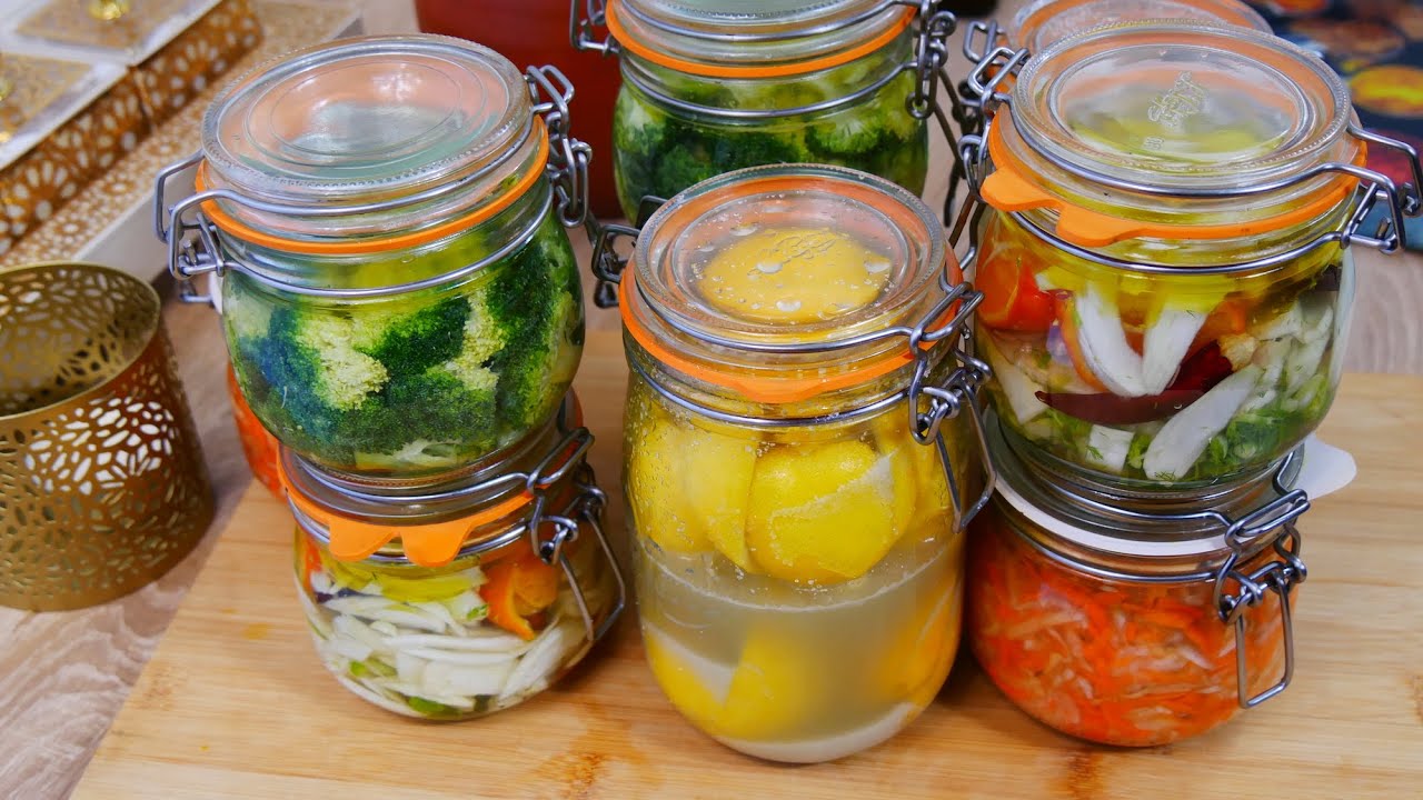 تحضيرات رمضان 2023/ الخضر المخمرة او المخللة بطريقة صحية بروبيوتيك طبيعي (فيديو 1)
