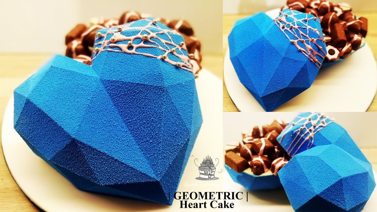 Geometric Heart Cake Tutorial Velvet Effect YouTube