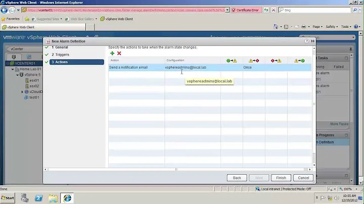 Configure Alarms and Notification for VMware vSphere (vSOM)