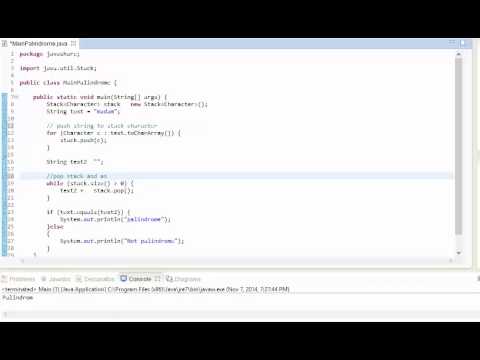EASY JAVA TUTORIAL - Palindrome Using Stack