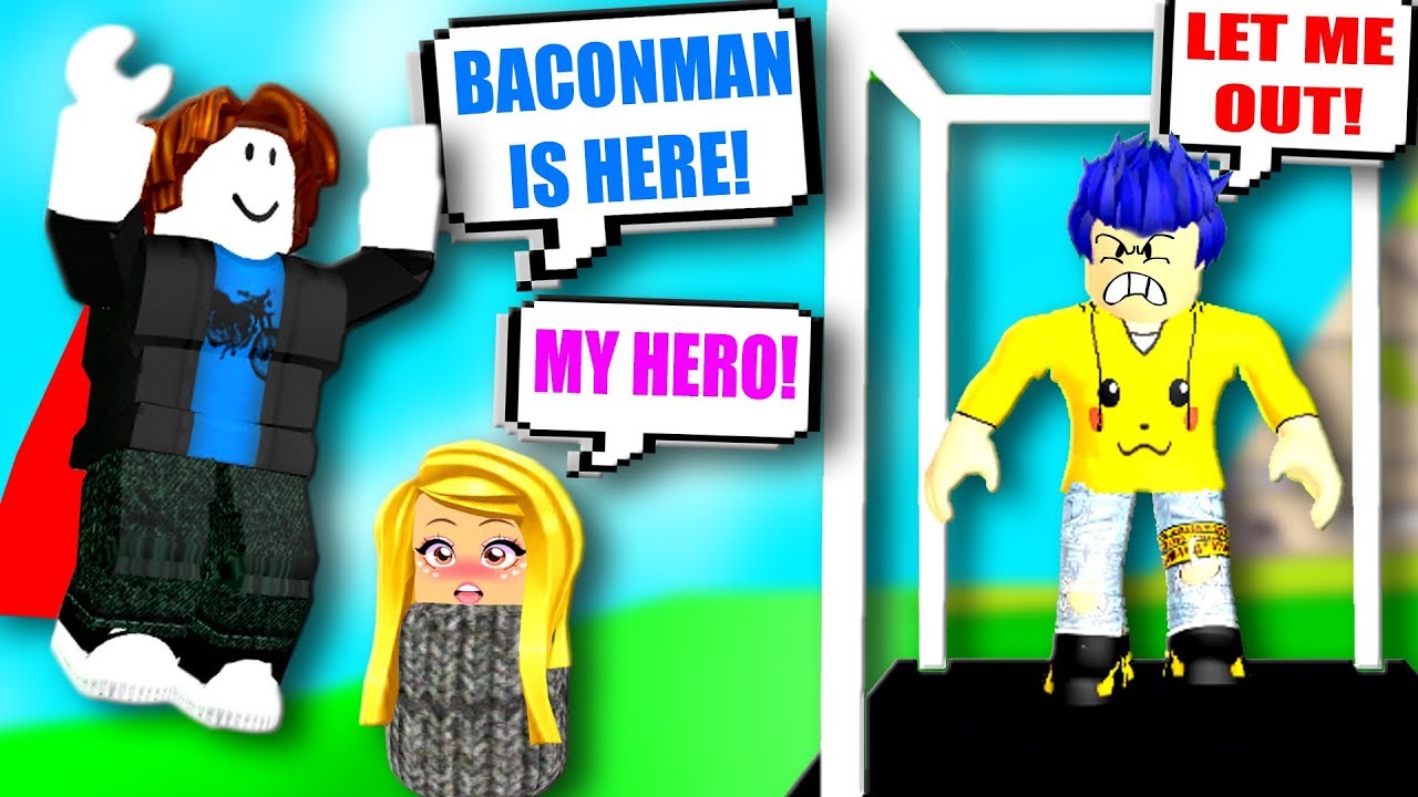Roblox Bacon Saves Girl From Bully Baconman Roblox Admin