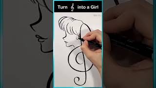 Turn Music Symbol into a Girl #shorts #artshorts #artchallenge #meiyu #drawingchallenge image